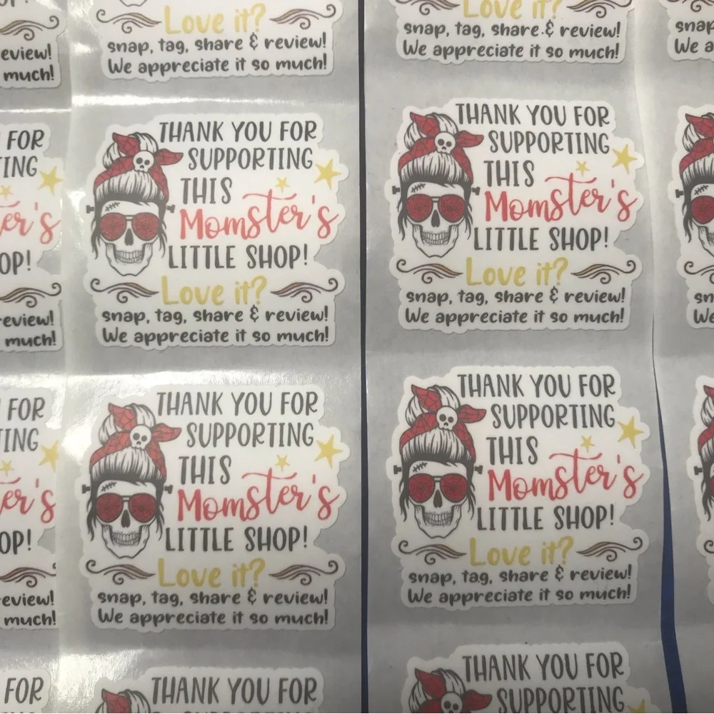 100 thank you for supporting this momster’s little shop stickers 1.5”
